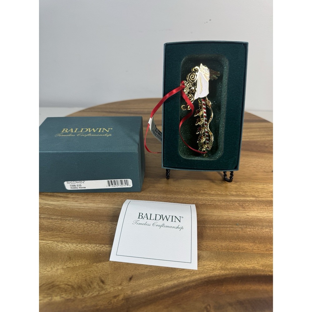 Vintage Baldwin Brass Hobby Horse w/24kt Gold Finish Ornament NIB 7298.010
